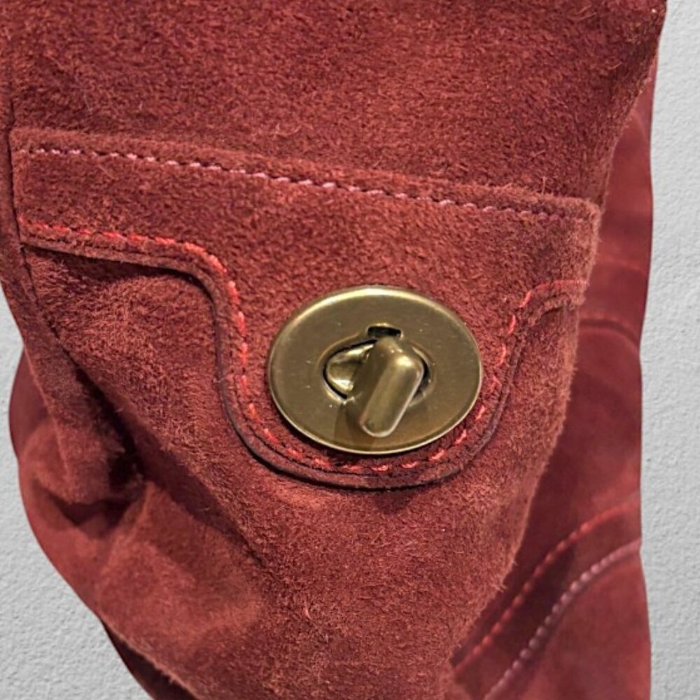 Coach 8B03 Burgundy Suede Hampton Bordeaux Tote - Picture 9 of 15